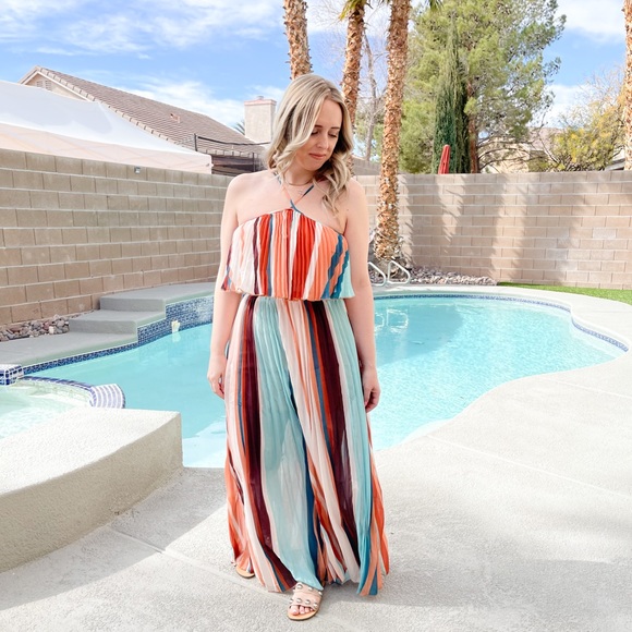 multi stripe crop top and maxi skirt set - Picture 9 of 15